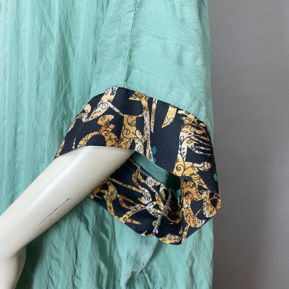 Kaftan Dress Light Green Handmade Kuwait Women Maxi Textured Fabric Pattern Trim - Picture 9 of 15